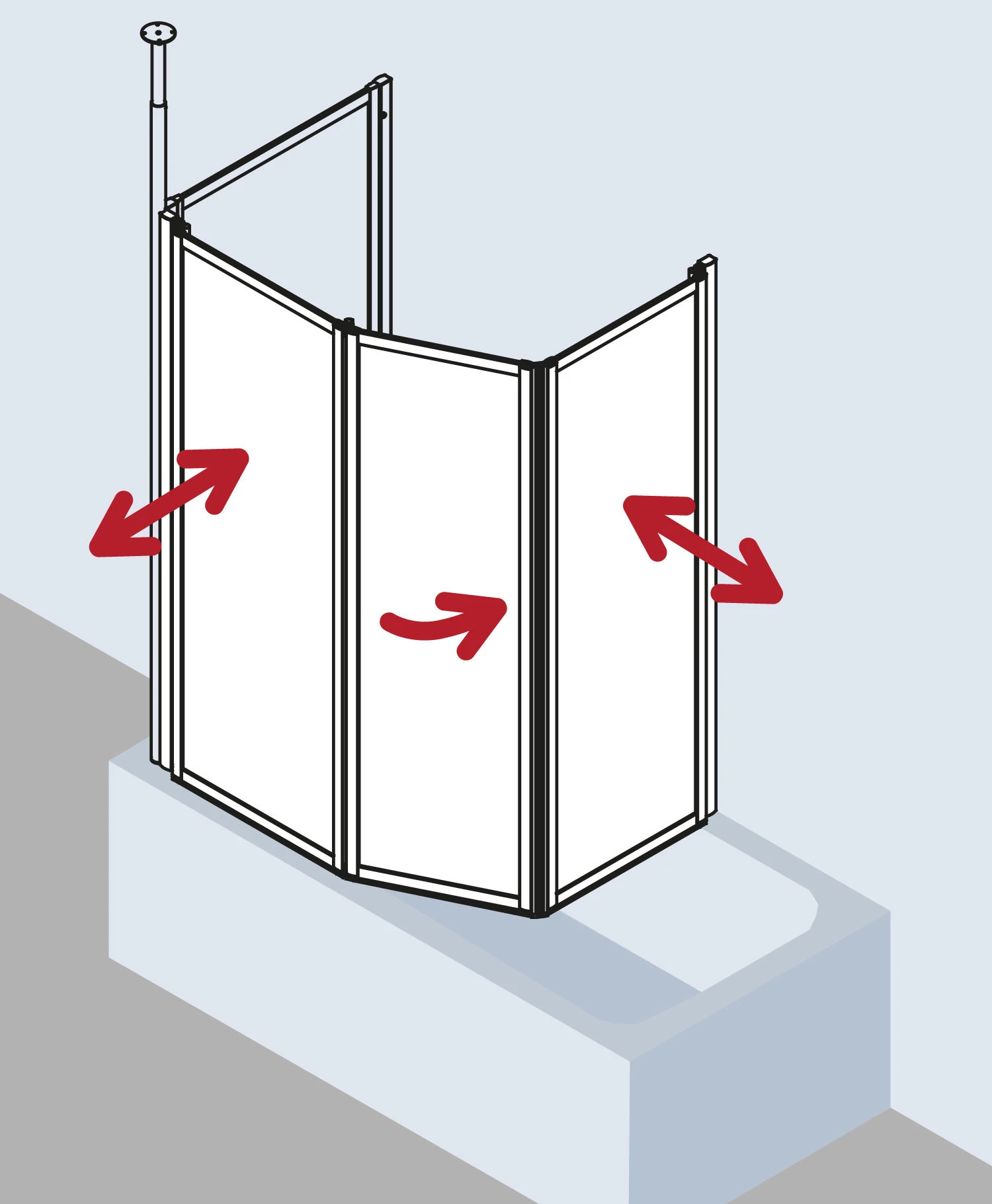 Kermi Vario 2000 Faltwand 2-/1-flügelig V2TS2075142UK 74-76,3x140cm, Weiß, ESG SR Opaco 5 Kermi Vario 2000 Faltwand 2-/1-flügelig V2TS2075142UK 74-76,3x140cm, Weiß, ESG SR Opaco – Bild 3