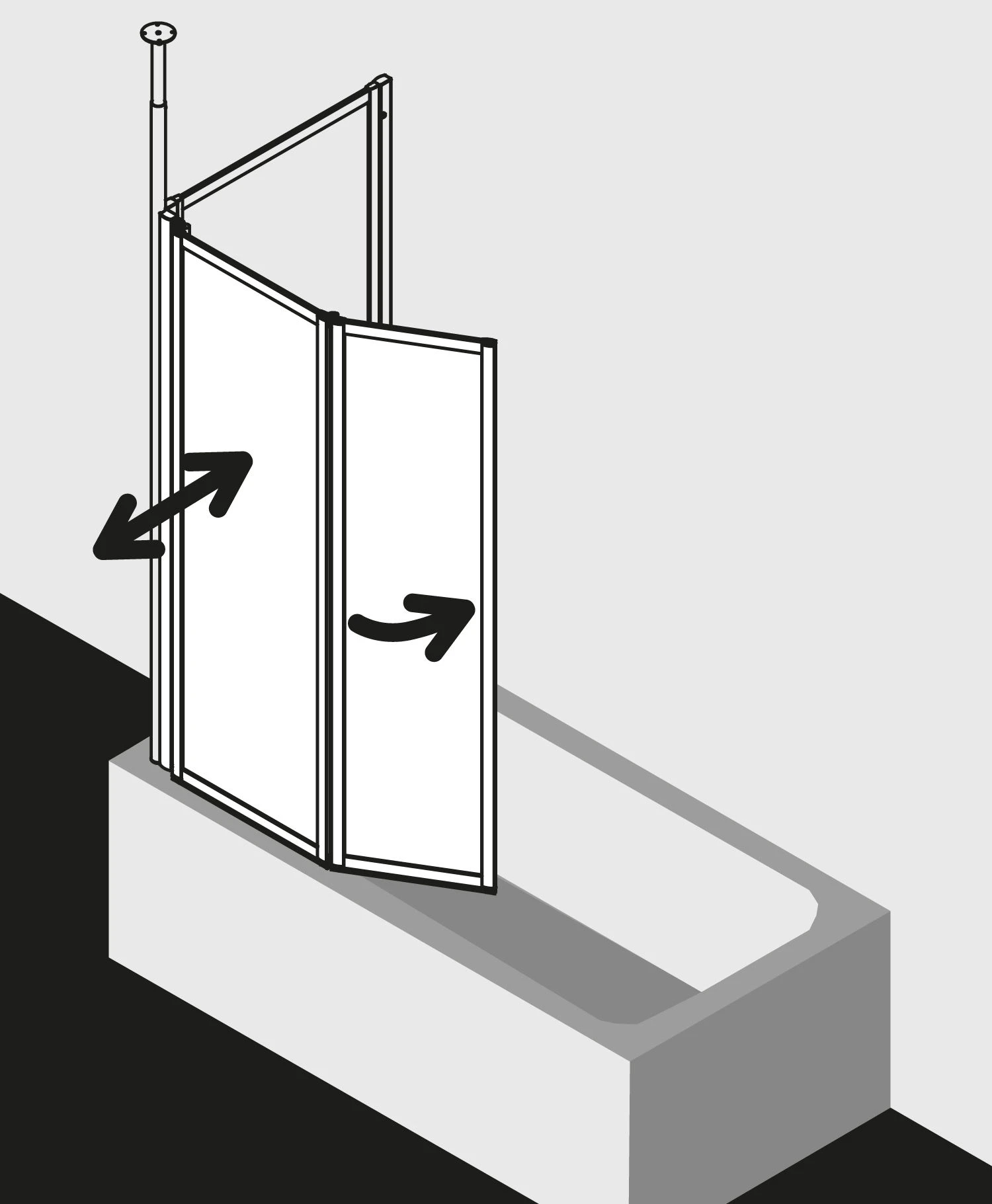 Kermi Vario 2000 Faltwand 2-flügelig V2FW20601422K 115,1-116,7x140cm, Weiß, Kerolan Perl 4 Kermi Vario 2000 Faltwand 2-flügelig V2FW20601422K 115,1-116,7x140cm, Weiß, Kerolan Perl – Bild 2