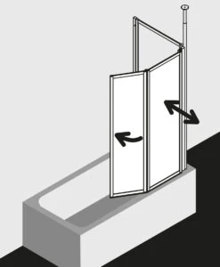 Kermi Vario 2000 Faltwand 2-flügelig V2TS1075141AK 101,1-102,7x140cm, Silber Mattglanz, ESG Klar -Badezimmerbedarf Geschäft Kermi Vario 2000 Faltwand 2 fluegelig V2TS1075141AK 1011 1027x140cm silber mattglanz ESG klar 2