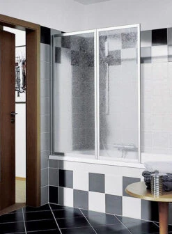 Kermi Vario 2000 Faltwand 2-flügelig V2TS1075141AK 101,1-102,7x140cm, Silber Mattglanz, ESG Klar