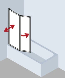 Kermi Vario 2000 Faltwand 2-flügelig V2TS1075141AK 101,1-102,7x140cm, Silber Mattglanz, ESG Klar -Badezimmerbedarf Geschäft Kermi Vario 2000 Faltwand 2 fluegelig V2TS1075141AK 1011 1027x140cm silber mattglanz ESG klar 5