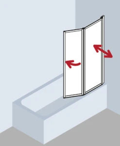 Kermi Vario 2000 Faltwand 2-flügelig V2TS1075141AK 101,1-102,7x140cm, Silber Mattglanz, ESG Klar -Badezimmerbedarf Geschäft Kermi Vario 2000 Faltwand 2 fluegelig V2TS1075141AK 1011 1027x140cm silber mattglanz ESG klar 6