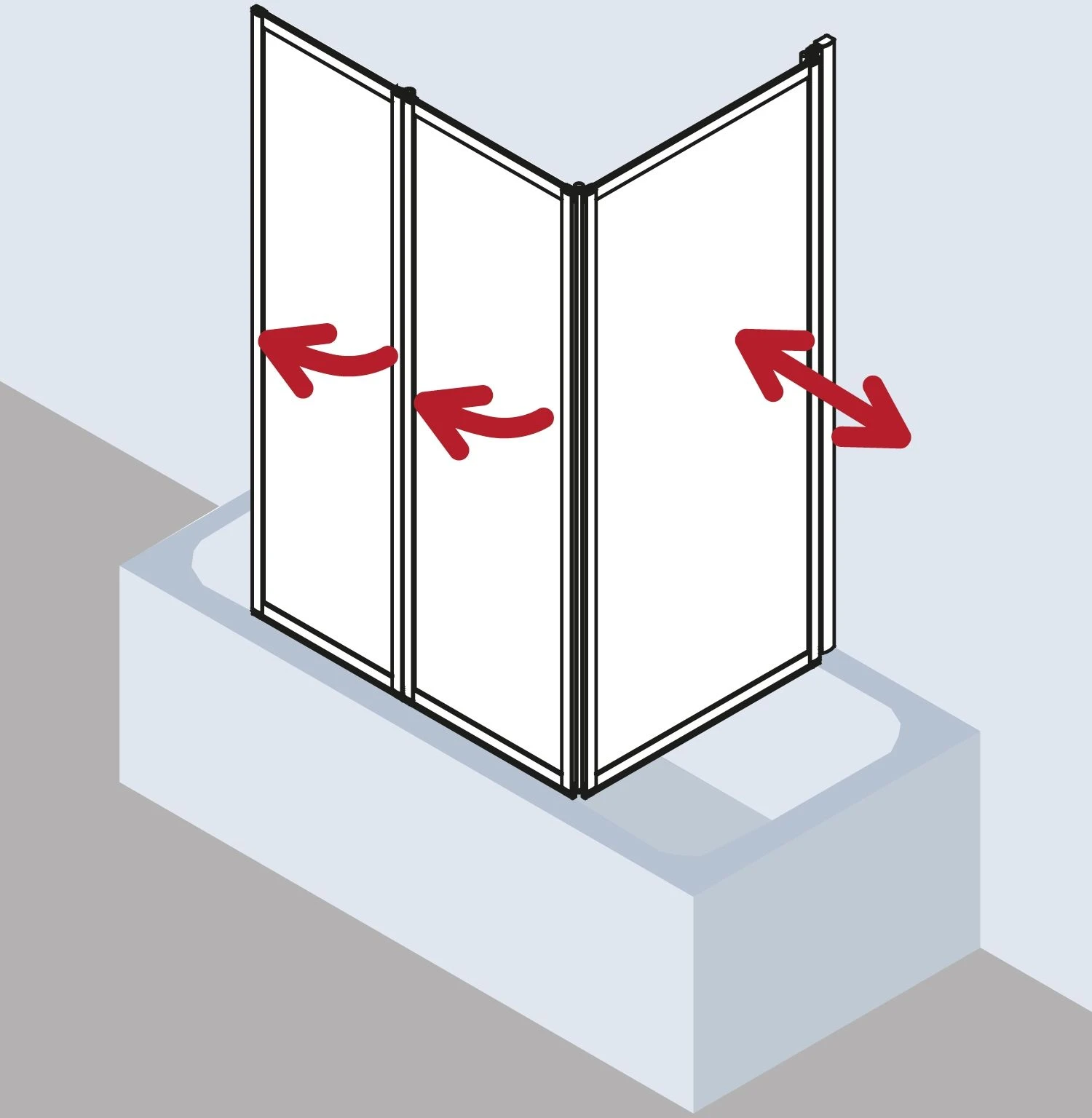 Kermi Vario 2000 Faltwand 3-tlg. V2FW30701422K 78,5-81,8x140cm, Weiß, Kerolan Perl 4 Kermi Vario 2000 Faltwand 3-tlg. V2FW30701422K 78,5-81,8x140cm, Weiß, Kerolan Perl – Bild 2