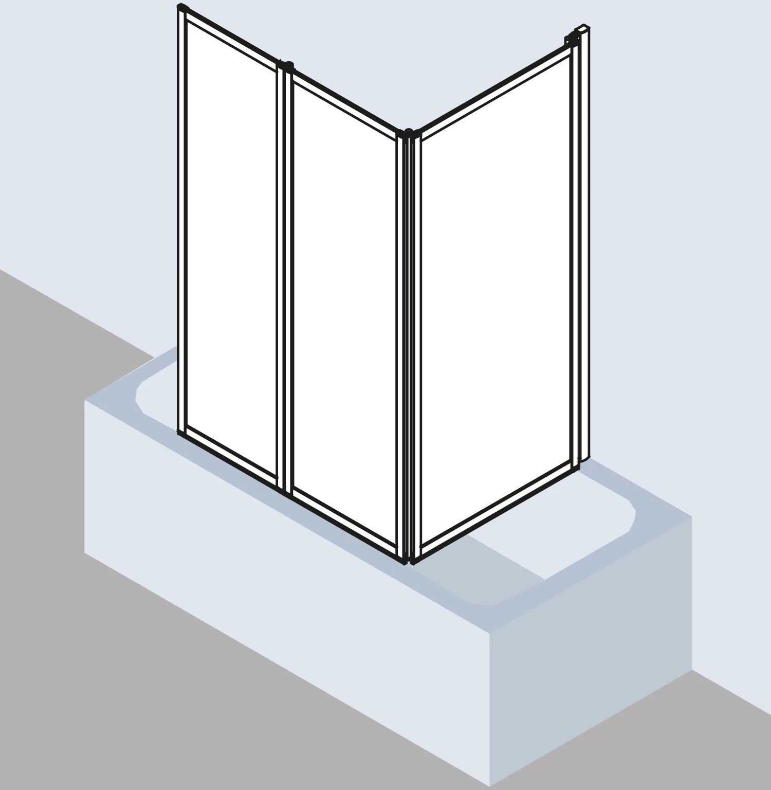 Kermi Vario 2000 Faltwand 3-tlg. V2FW30701422K 78,5-81,8x140cm, Weiß, Kerolan Perl 3 Kermi Vario 2000 Faltwand 3-tlg. V2FW30701422K 78,5-81,8x140cm, Weiß, Kerolan Perl