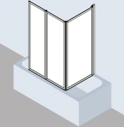 Kermi Vario 2000 Faltwand 3-tlg. V2FW3070142UK 78,5-81,8x140cm, Weiß, ESG SR Opaco