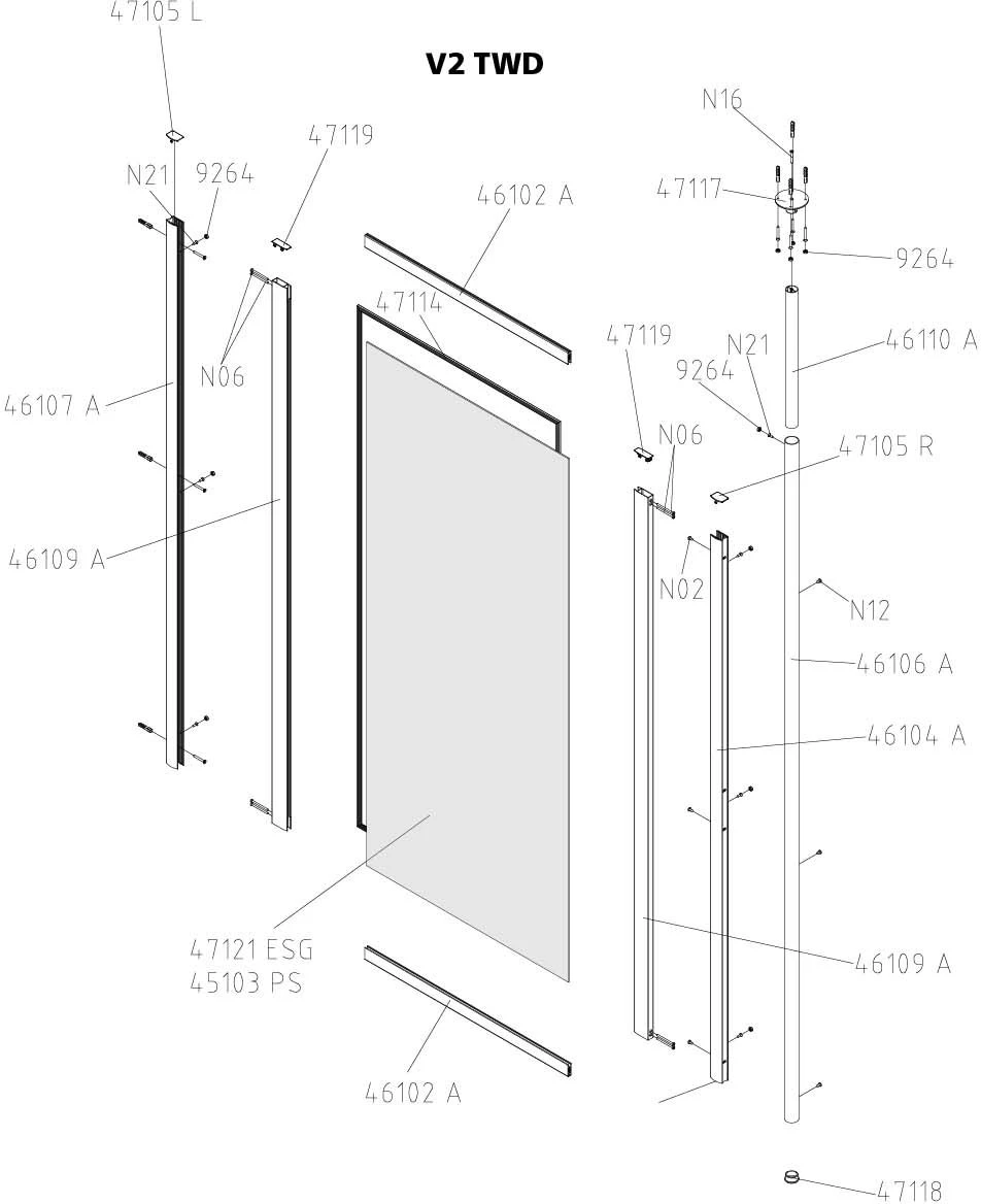 Kermi Vario 2000 Seitenwand V2TWD0801422K 71,4-74,6x140cm, Weiß, Kerolan Perl 6 Kermi Vario 2000 Seitenwand V2TWD0801422K 71,4-74,6x140cm, Weiß, Kerolan Perl – Bild 4