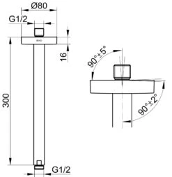 Keuco Brausearm 51689170300 Aluminium-finish, Ausladung 300 Mm, Für Deckenanschluss G 1/2 -Badezimmerbedarf Geschäft Keuco Brausearm 51689170300 Aluminium finish Ausladung 300 mm fuer Deckenanschluss G 1 2 1