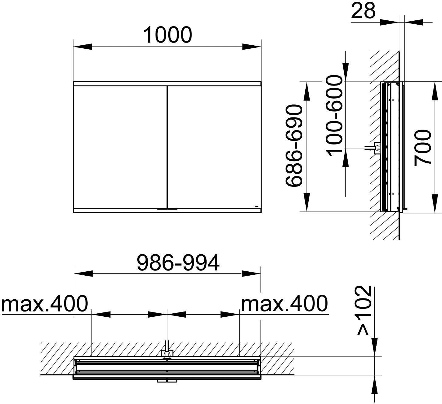 Keuco Royal Modular 2.0 Spiegelschrank 800200100000000 1000 X 700 X 120 Mm, Ohne Steckdose, Wandeinbau, 2-türig 4 Keuco Royal Modular 2.0 Spiegelschrank 800200100000000 1000 X 700 X 120 Mm, Ohne Steckdose, Wandeinbau, 2-türig – Bild 2