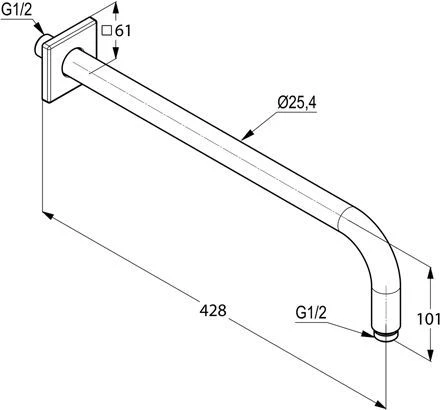 Kludi A-qa Brausearm 6653491-00 Ausladung 400mm, Weiß, DN 15, Mit Schubrosette 61x61mm 4 Kludi A-qa Brausearm 6653491-00 Ausladung 400mm, Weiß, DN 15, Mit Schubrosette 61x61mm – Bild 2