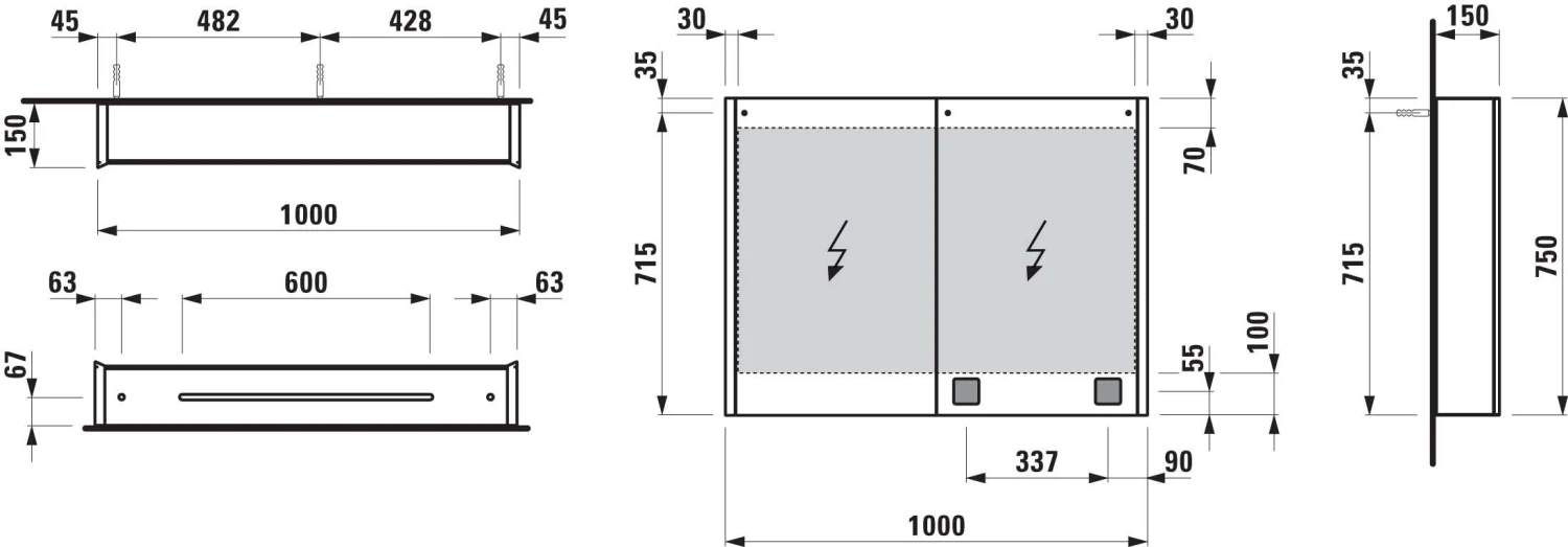 LAUFEN Frame 25 LED-Spiegelschrank 4086039001451, 100cm, 2 Türen, Seite Weiß 4 LAUFEN Frame 25 LED-Spiegelschrank 4086039001451, 100cm, 2 Türen, Seite Weiß – Bild 2