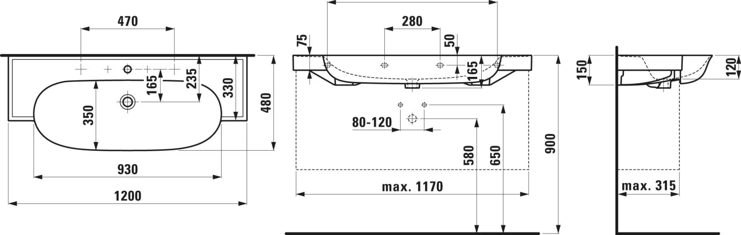 LAUFEN The New Classic Aufsatzwaschtisch H8138584001071 120x48cm, Unterbaufähig, Mit Überlauf, Mit 2 Hahnloch, LCC 4 LAUFEN The New Classic Aufsatzwaschtisch H8138584001071 120x48cm, Unterbaufähig, Mit Überlauf, Mit 2 Hahnloch, LCC – Bild 2