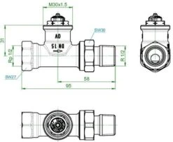 Oventrop AV 9 Thermostatventil 1183804 M 30 X 1,5 Nennweite DN 15 -Badezimmerbedarf Geschäft Oventrop AV 9 Thermostatventil 1183804 M 30 x 15 Nennweite DN 15 1