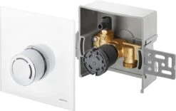 Oventrop Unibox Rücklauftemperaturregelung 1022750 Echtglas Weiß, Mit Ventil Und Thermostat