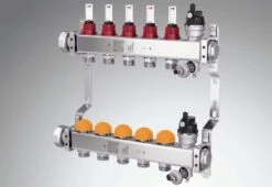 Purmo Heizkreisverteiler FF7MSSD094AKDB5 9 Kreise, 553 Mm Lang, 1", Edelstahl, Dynamic