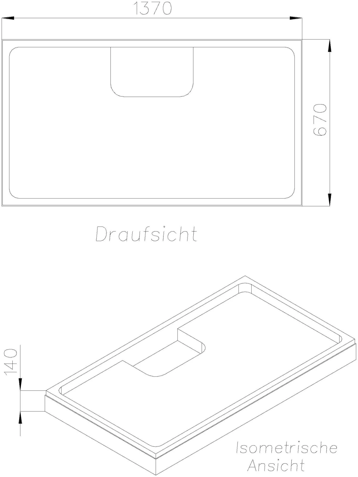 Schedel Duschwannenträger SD26014 140x70x1,5/4,8cm, Höhe 14cm 4 Schedel Duschwannenträger SD26014 140x70x1,5/4,8cm, Höhe 14cm – Bild 2