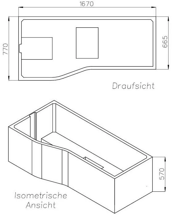 Schedel Wannenträger SW16130 170x80cm, Links, Höhe 57cm 4 Schedel Wannenträger SW16130 170x80cm, Links, Höhe 57cm – Bild 2