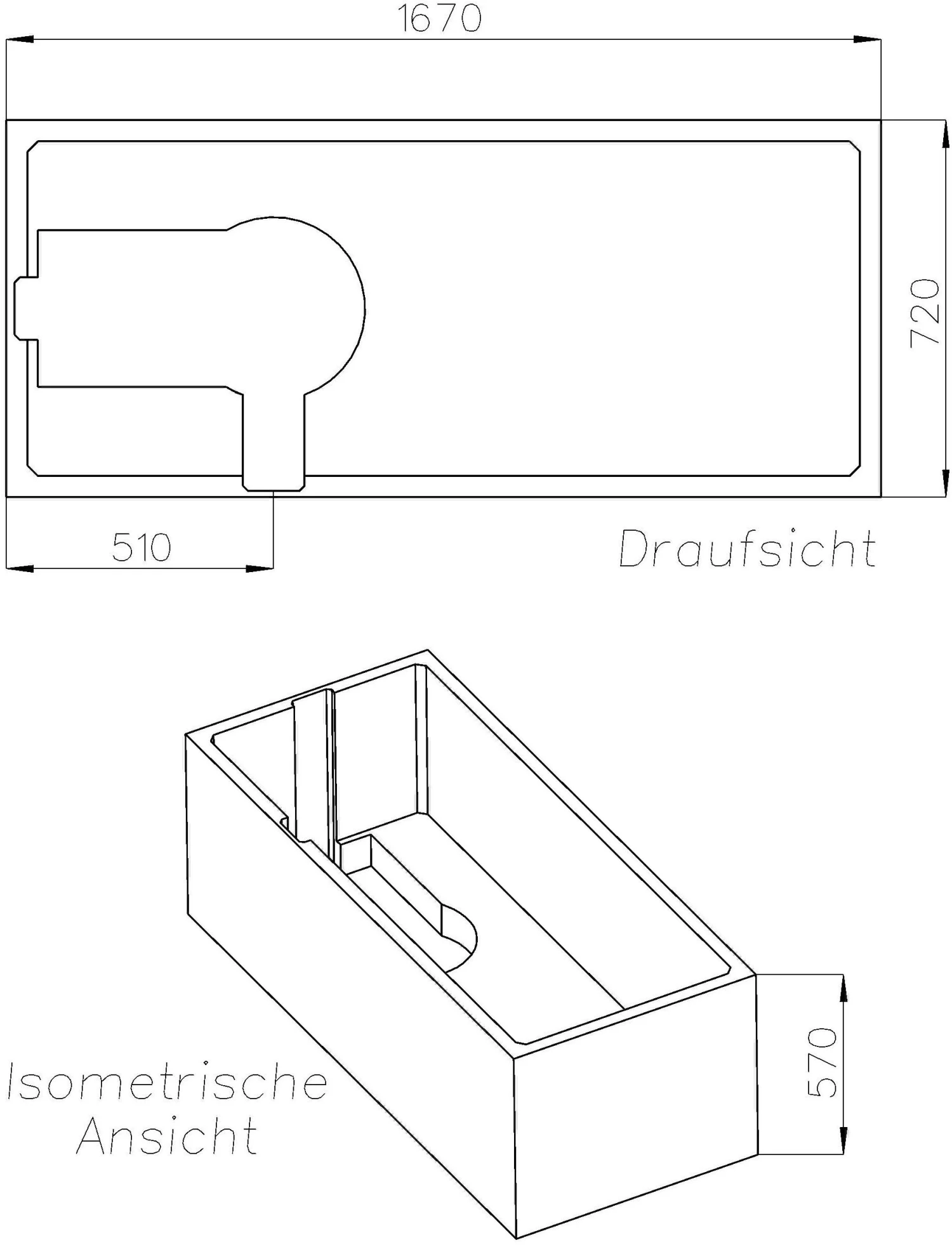 Schedel Wannenträger SW83210 170x75cm, Überlauf Gegenüberliegend, Höhe 57cm 4 Schedel Wannenträger SW83210 170x75cm, Überlauf Gegenüberliegend, Höhe 57cm – Bild 2