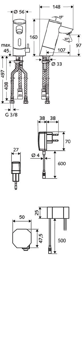 Schell Puris E Elektronische-Waschtisch-Armatur 012160699 Verchromt, Steckernetzteil, ND, Netzbetrieb, Für Mischwasser 10 Schell Puris E Elektronische-Waschtisch-Armatur 012160699 Verchromt, Steckernetzteil, ND, Netzbetrieb, Für Mischwasser – Bild 8