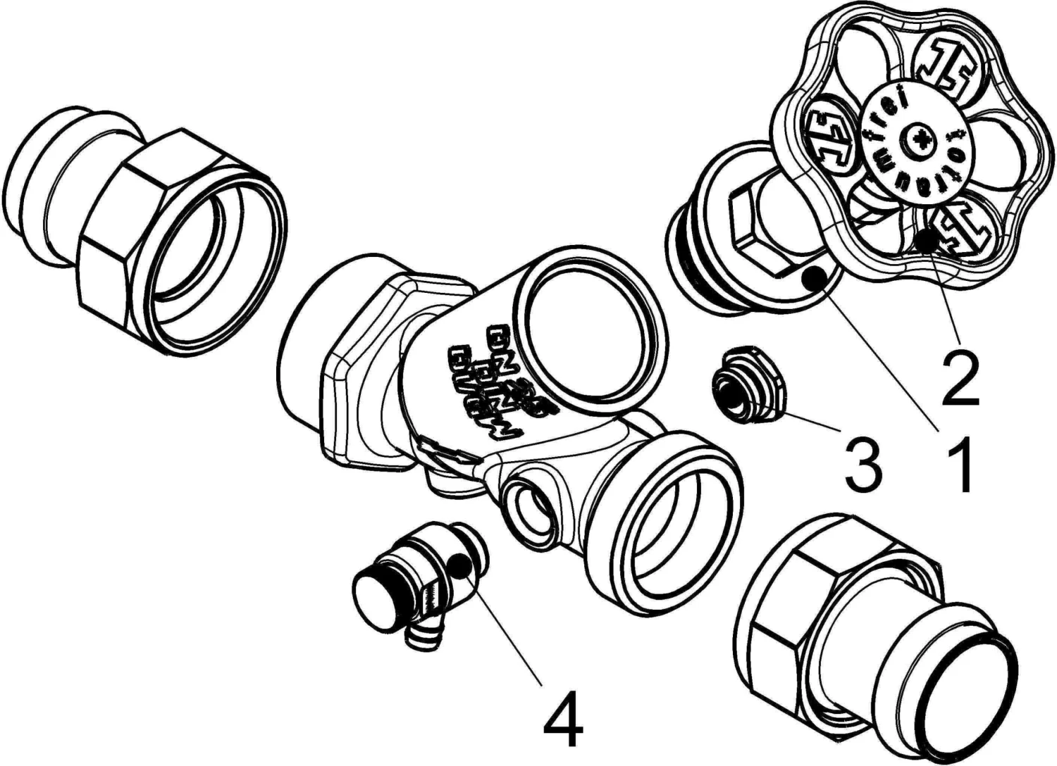 Schlösser Freistromventil 0015872800001 DN 25, 28mm, AG, Mit Entleerung, Nichtsteigende Spindel 5 Schlösser Freistromventil 0015872800001 DN 25, 28mm, AG, Mit Entleerung, Nichtsteigende Spindel – Bild 3