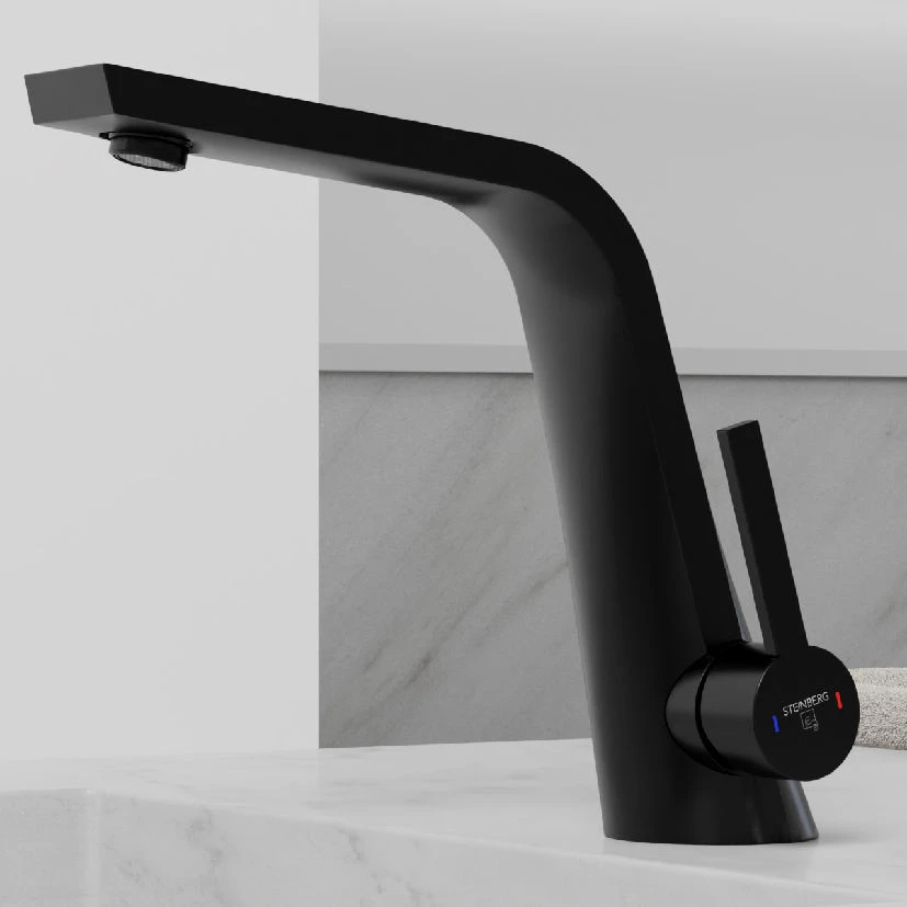 Steinberg Serie 260 Waschtischarmatur 26010001S Ausladung 158mm, Matt Black, Mit Ablaufgarnitur 1 1/4" 4 Steinberg Serie 260 Waschtischarmatur 26010001S Ausladung 158mm, Matt Black, Mit Ablaufgarnitur 1 1/4" – Bild 2