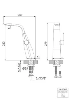 Steinberg Serie 260 Waschtischarmatur 26017001 Ausladung 183mm, Chrom, Ohne Ablaufgarnitur -Badezimmerbedarf Geschäft Steinberg Serie 260 Waschtischarmatur 26017001 Ausladung 183mm chrom ohne Ablaufgarnitur 3