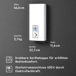 Stiebel Eltron Komfort-Durchlauferhitzer 234468 DHE Connect 27 KW, Weiss, Vollelektronisch, 400 V 15 Stiebel Eltron Komfort-Durchlauferhitzer 234468 DHE Connect 27 KW, Weiss, Vollelektronisch, 400 V -Badezimmerbedarf Geschäft Stiebel Eltron Komfort Durchlauferhitzer 234468 DHE Connect 27 kW weiss vollelektronisch 400 V 4