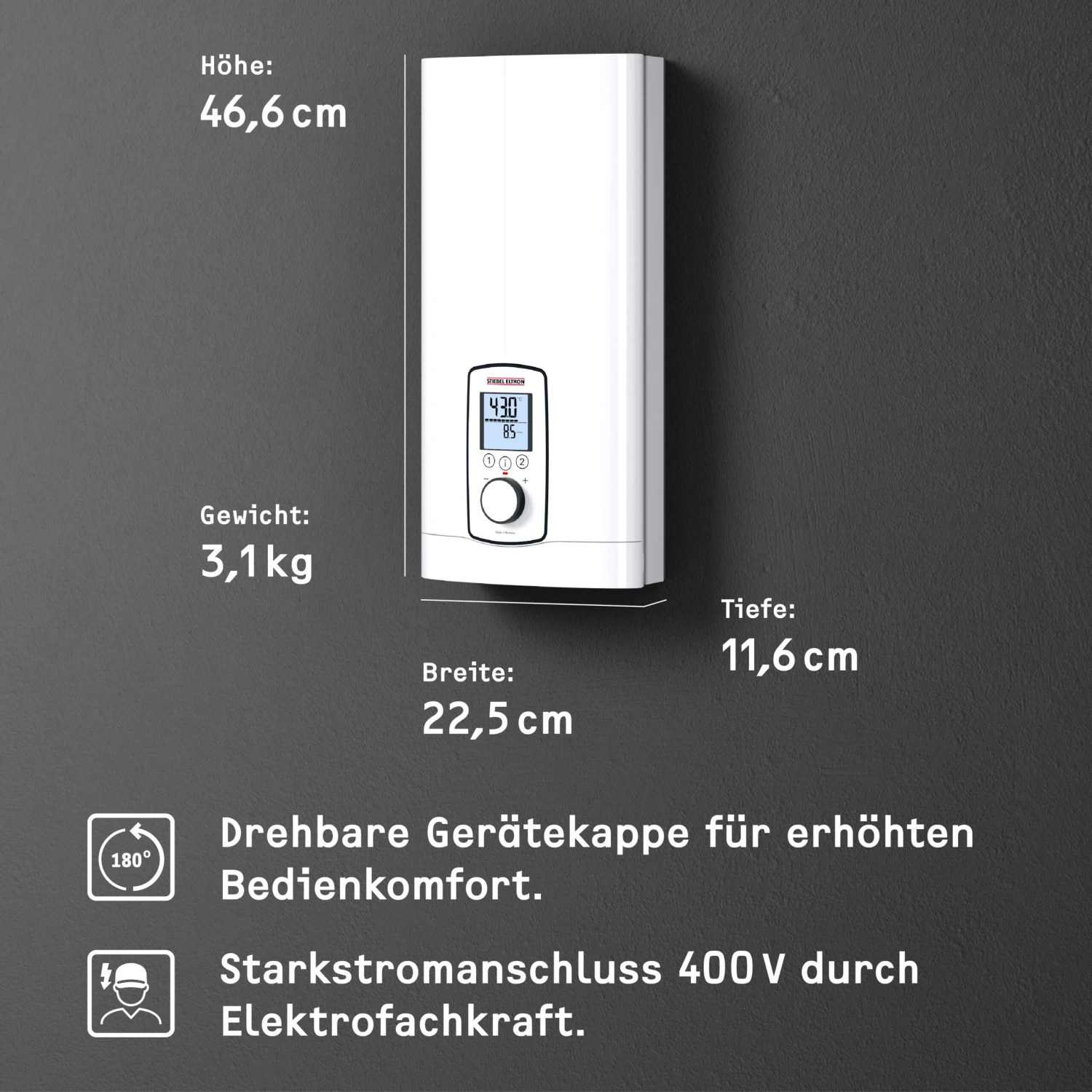 Stiebel Eltron Komfort-Durchlauferhitzer 234468 DHE Connect 27 KW, Weiss, Vollelektronisch, 400 V 7 Stiebel Eltron Komfort-Durchlauferhitzer 234468 DHE Connect 27 KW, Weiss, Vollelektronisch, 400 V – Bild 5