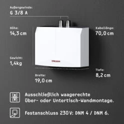 Stiebel Eltron Mini-Durchlauferhitzer 185418 DNM 6, 5,7 KW, 230 V, Weiss 15 Stiebel Eltron Mini-Durchlauferhitzer 185418 DNM 6, 5,7 KW, 230 V, Weiss -Badezimmerbedarf Geschäft Stiebel Eltron Mini Durchlauferhitzer 185418 DNM 6 57 kW 230 V weiss 4