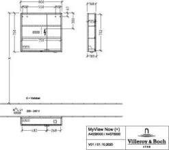 Villeroy Und Boch My View Now Spiegelschrank A4558000 80 X 75 X 16,8 Cm, LED-Beleuchtung, 2 Türen, Mit Sensorschalter -Badezimmerbedarf Geschäft Villeroy und Boch My View Now Spiegelschrank A4558000 80 x 75 x 168 cm LED Beleuchtung 2 Tueren mit Sensorschalter 2