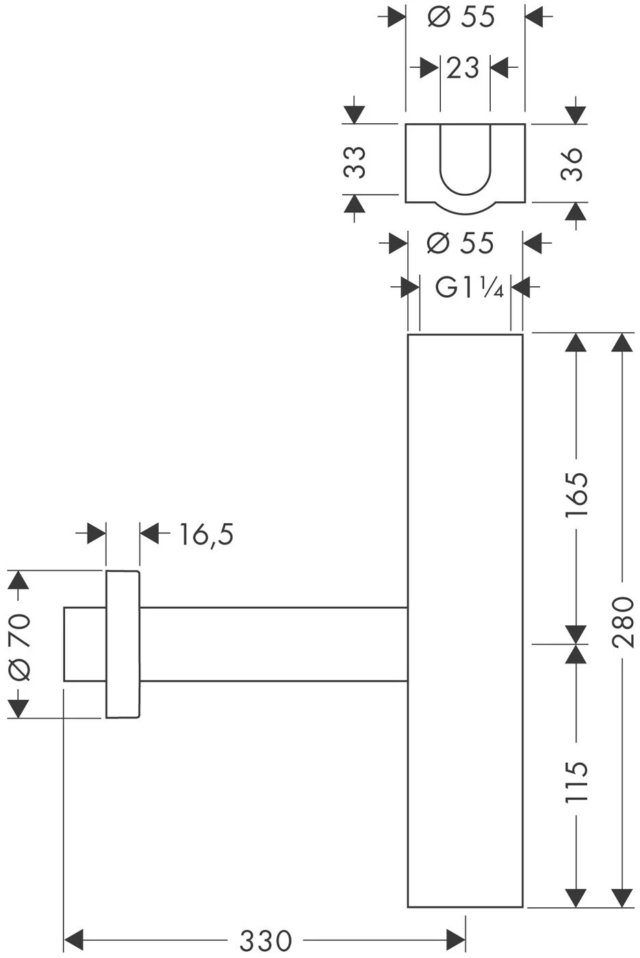 Hansgrohe Flowstar Designsiphon 51303000 Chrom, G 1 1/4 4 Hansgrohe Flowstar Designsiphon 51303000 Chrom, G 1 1/4 – Bild 2